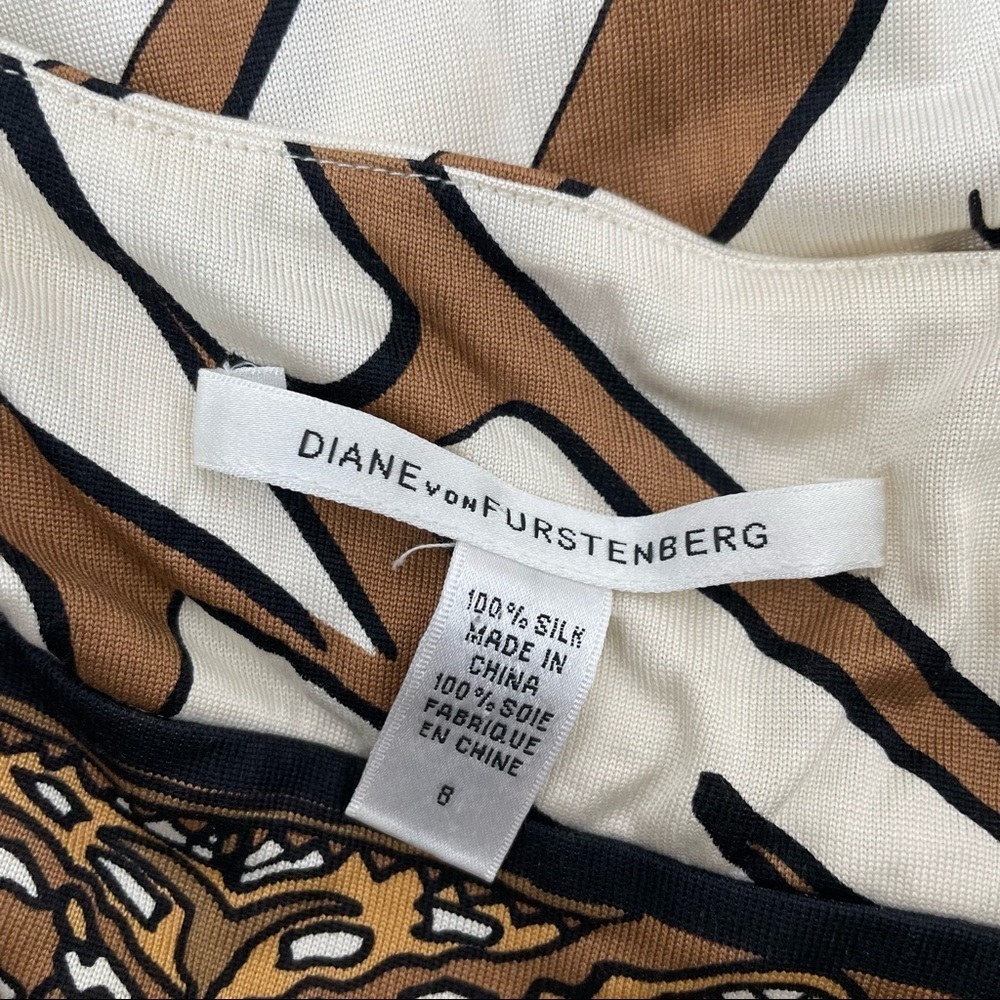 Diane Von Furstenberg SILK Brown and White Dress - Picture 8 of 8